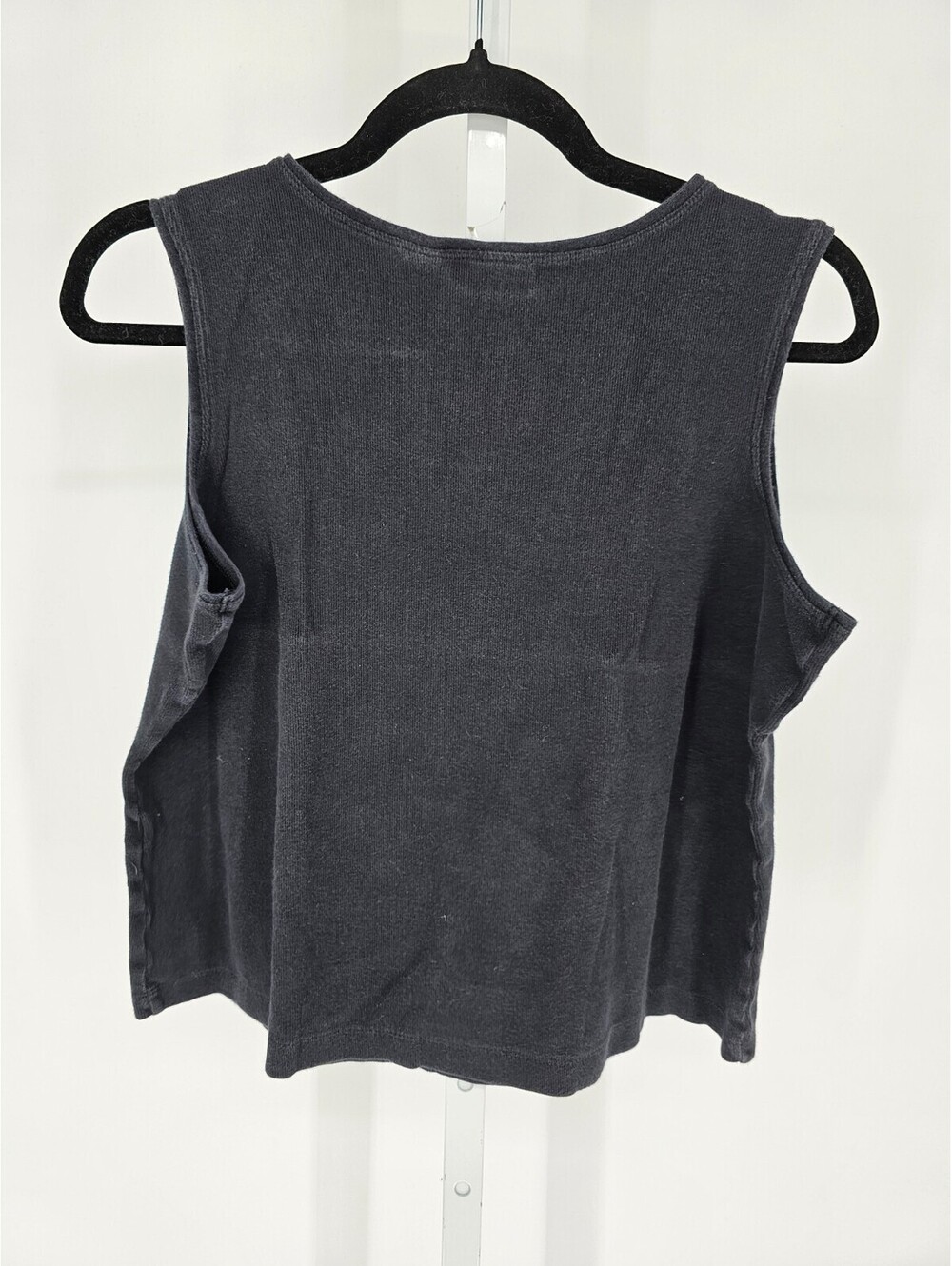 Vtg North Crest Womens Sz XL Sleeveless Tank Top Solid Black Cotton Blend - Picture 3 of 3